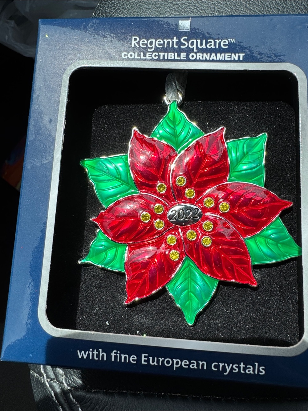 Regent  Square Red & Green Poinsettia 2022 Ornament